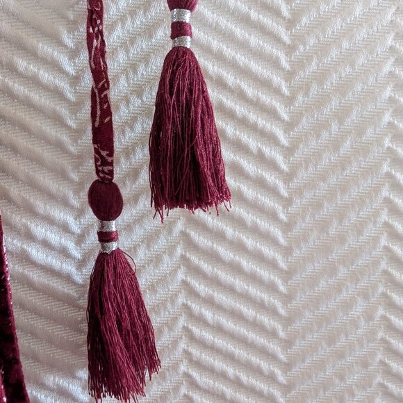 Old Navy Burgundy Cotton dress white floral pattern crochet trim hem XXL Plus - Picture 5 of 10